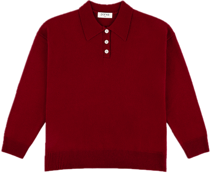 burgundy polo sweater flat lay - burgundy