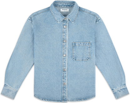 aureum x parke shacket flat lay -vintage wash