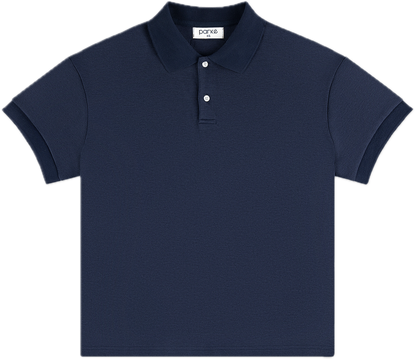 short sleeve polo flat lay - navy