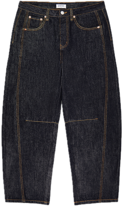 dark wash horseshoe jean flat lay -dark wash