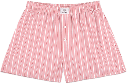 dark pink frill boxer short flat lay -dark pink stripe