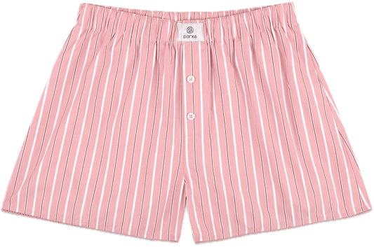 dark pink frill boxer short flat lay -dark pink stripe