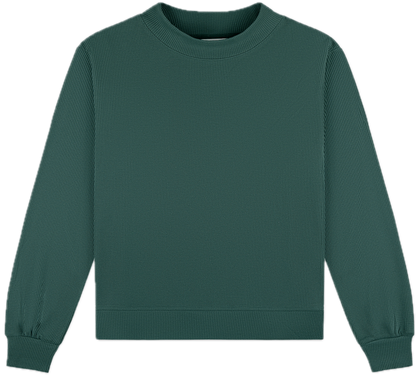 evergreen waffle mockneck flat lay -evergreen