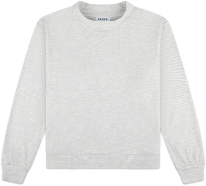 heather grey waffle mockneck flat lay -heather grey