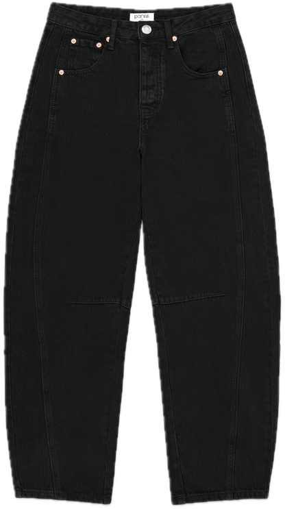 black horseshoe jean flat lay -black