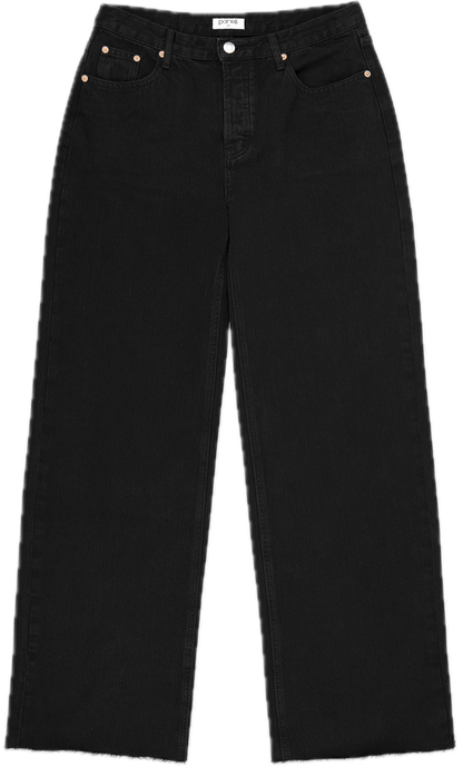 flat lay low rise baggy jean - black