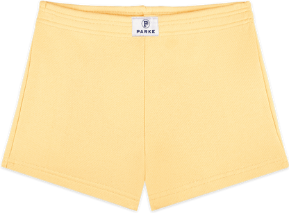 heritage mini sweatshorts flat lay -peel