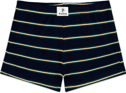 cotton mini short flat lay -denim stripe