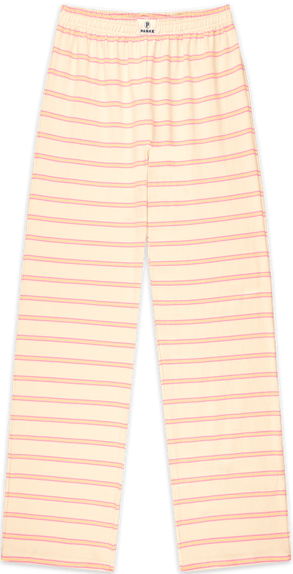 cotton boxer pants flat lay -cream stripe