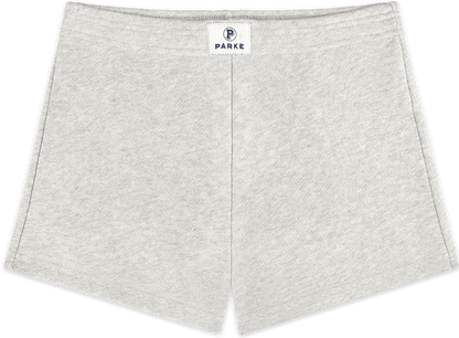 heritage mini sweatshorts flat lay -classic grey