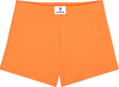 heritage mini sweatshorts flat lay -orange