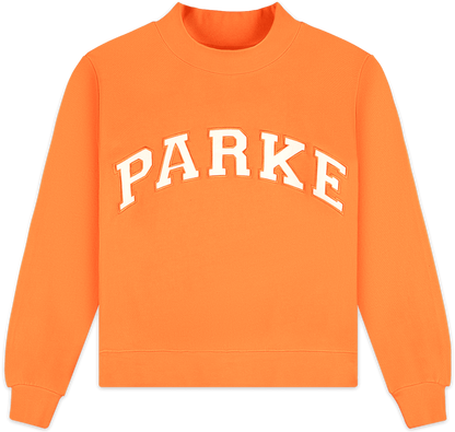 heritage varsity mockneck flat lay -creamsicle + white
