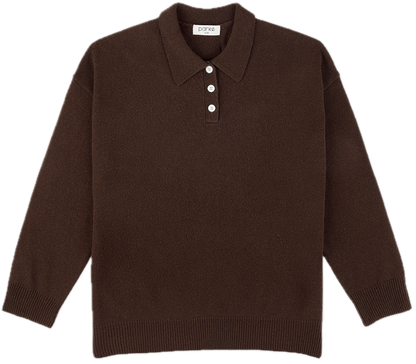 chocolate polo sweater flat flay - chocolate