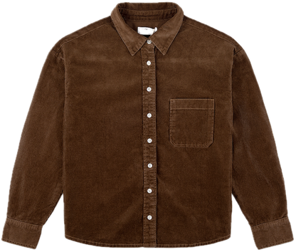 chocolate brown corduroy shirt flat lay - chocolate brown