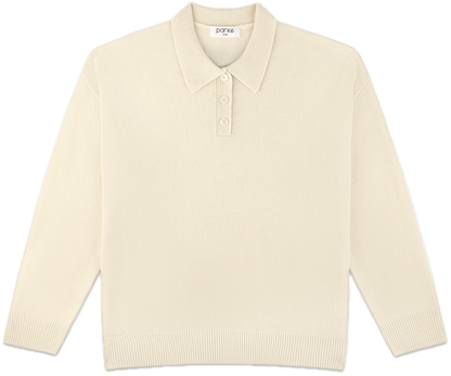 cream polo sweater flat lay - cream
