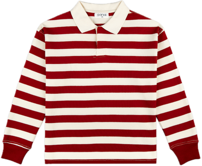 Maroon + white rugby flat lay -  maroon + white stripe